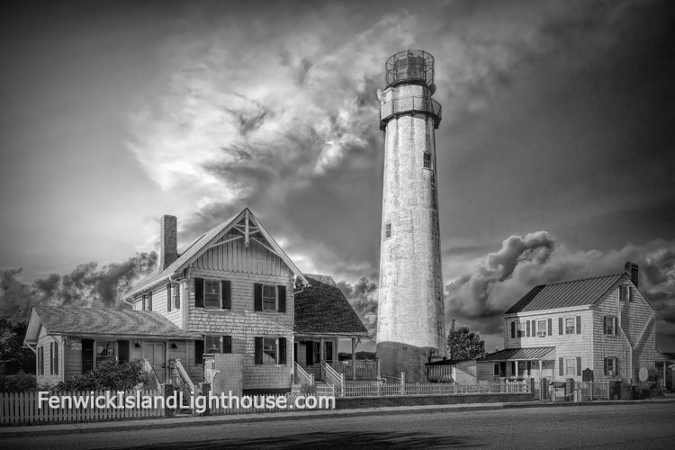 Fenwick Island Lighthouse in Black and White