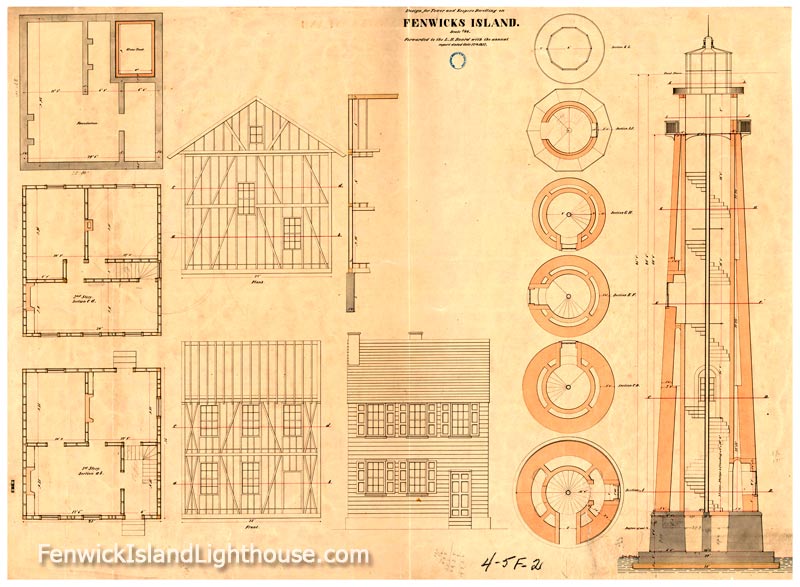 fenwick's island lighthouse architectural drawing