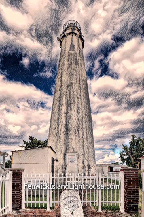 Fenwick Island Lighthouse Vertical Charcols Sketch