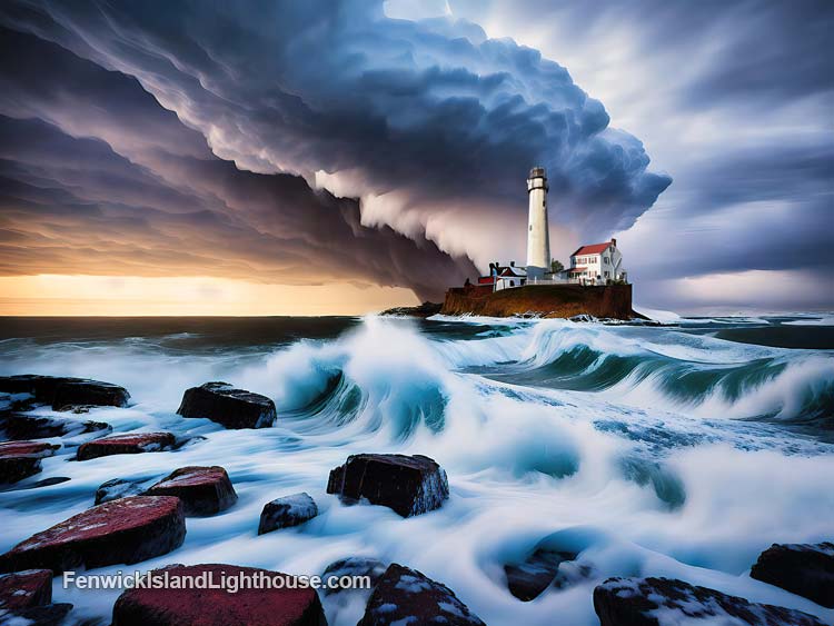 Fenwick Island Lighthouse on the Rocks